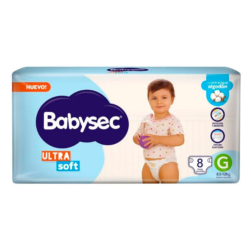 Pañales Babysec Ultra Soft Talle G 8,5 - 12 Kg 8 u