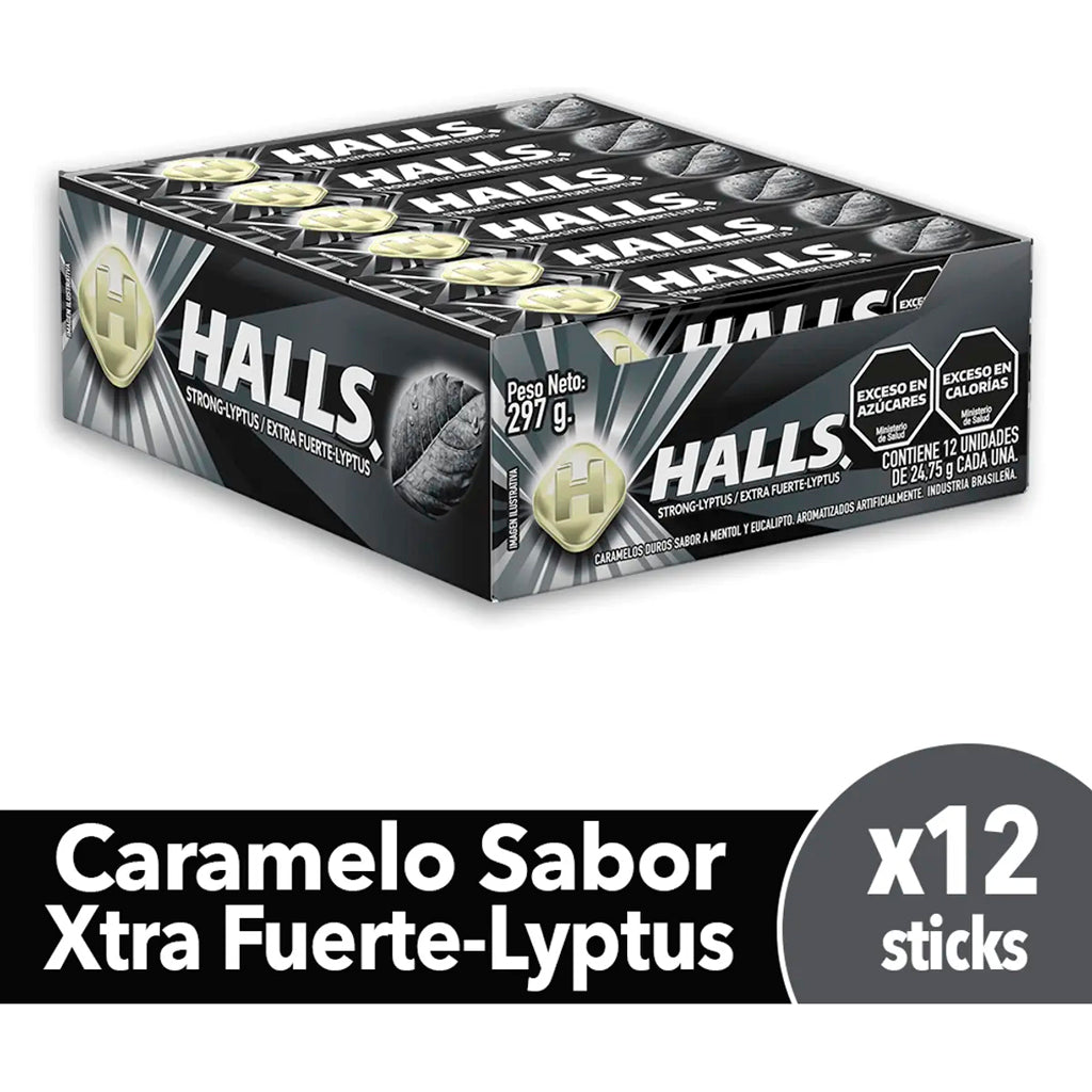 Caramelos Halls Sabor Menta Extra Fuerte (Lyptus) 12 u