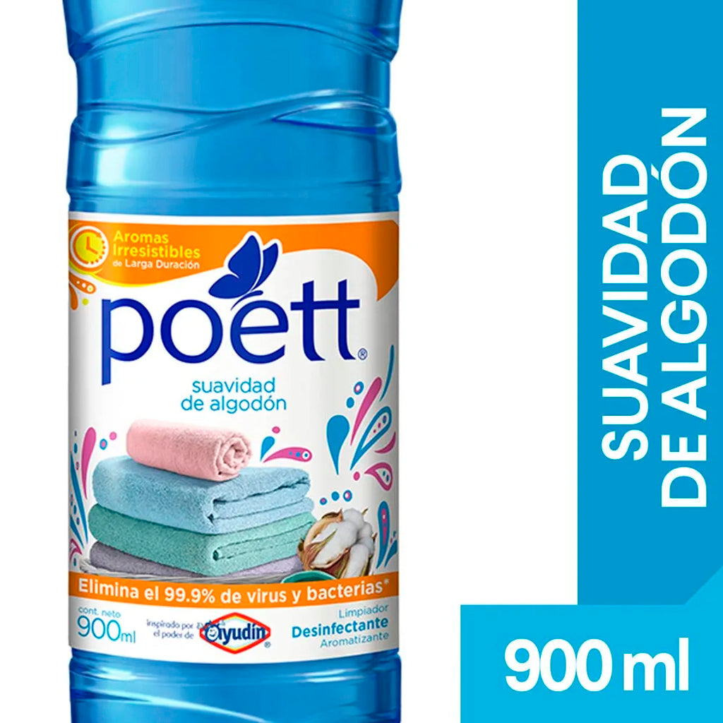 Limpiador de Piso Liquido Poett Aromatizante Suavidad de Algodon 900 ml
