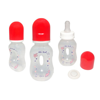Mamadera  Lactal Dos Manitos Translucida c/ Dibujos y Tapas de Colores Surtidos 125 ml