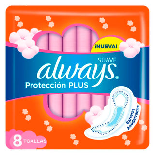 Toallas Femeninas Always Proteccion y Confort suave 8 u
