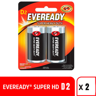Eveready D2 碳锌电池，2 节装