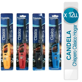 Encendedor Recargable Candela Chispero Hogar Clasico Colores 12 u