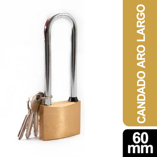 Candado Gus Dorado Resistente Aro Largo 60 mm