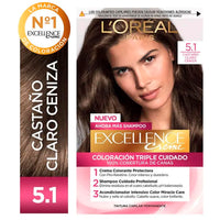 Kit De Coloración  Excellence  Creme Loreal Paris Tono 5.1 Castaño Claro Ceniza 172,5 g