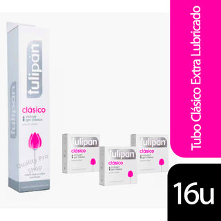 Preservativo Tubo Tulipan Clasico Extra Lubricado 16 u
