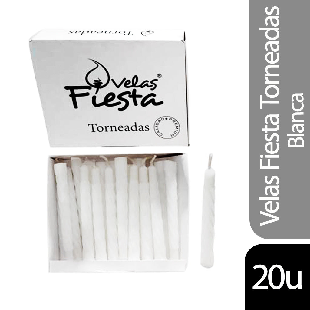 Vela Velon Generico Torneado Blanco 20 u