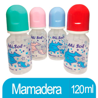 Mamadera  Random Translucida c/ Dibujos y Tapas de Colores Surtidos 120 ml