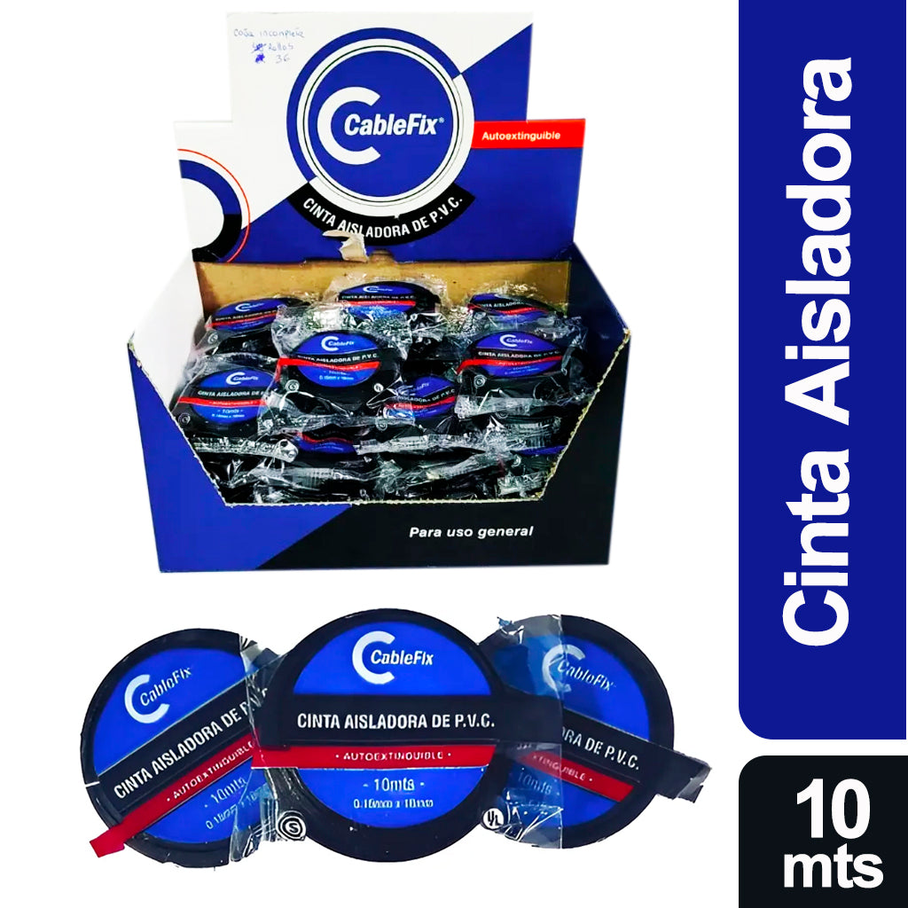 Cinta Aisladora Cablefix Adhesiva de Presión 180 mm 10 mts