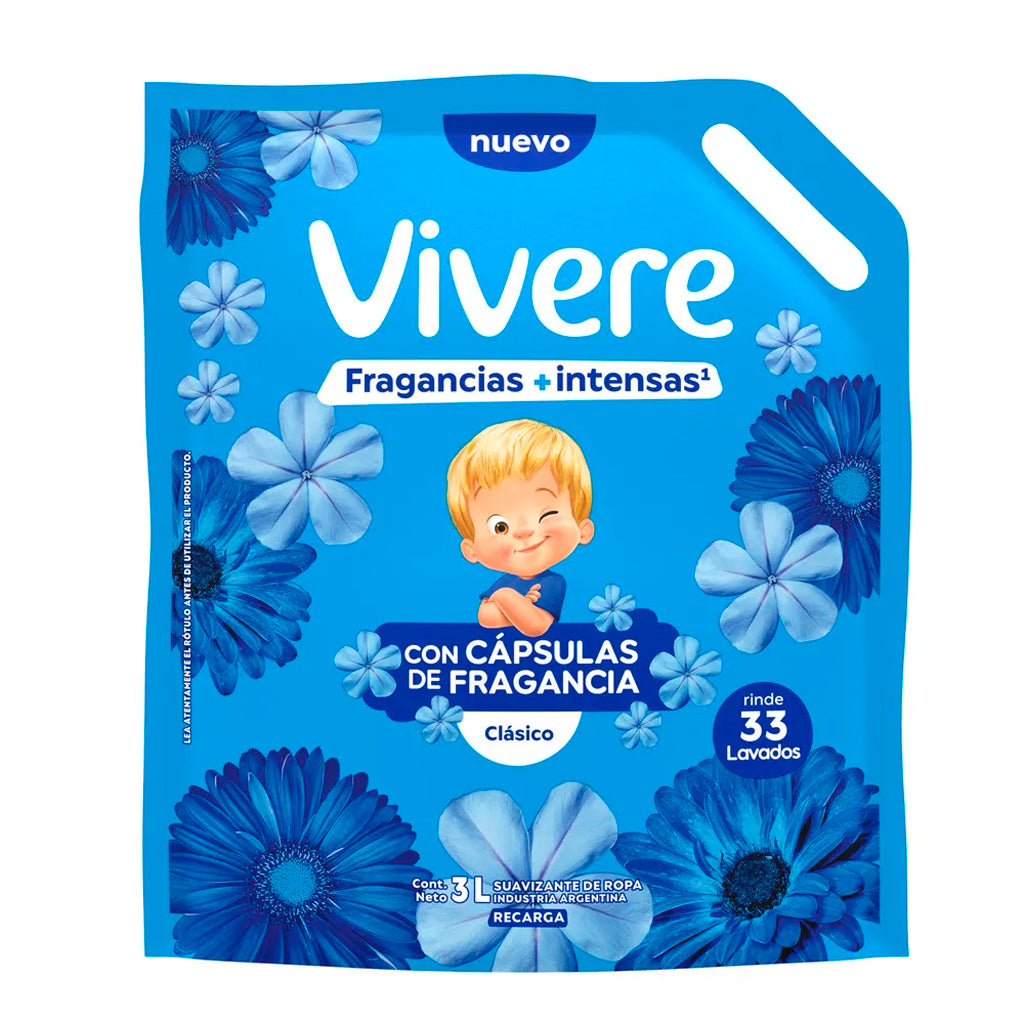 Suavizante Repuesto Vivere p/ Ropa Clasico + Intenso 3L