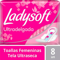 Toallas Femeninas Ladysoft Ultradelgada c/ Alas Ultraseca 8u