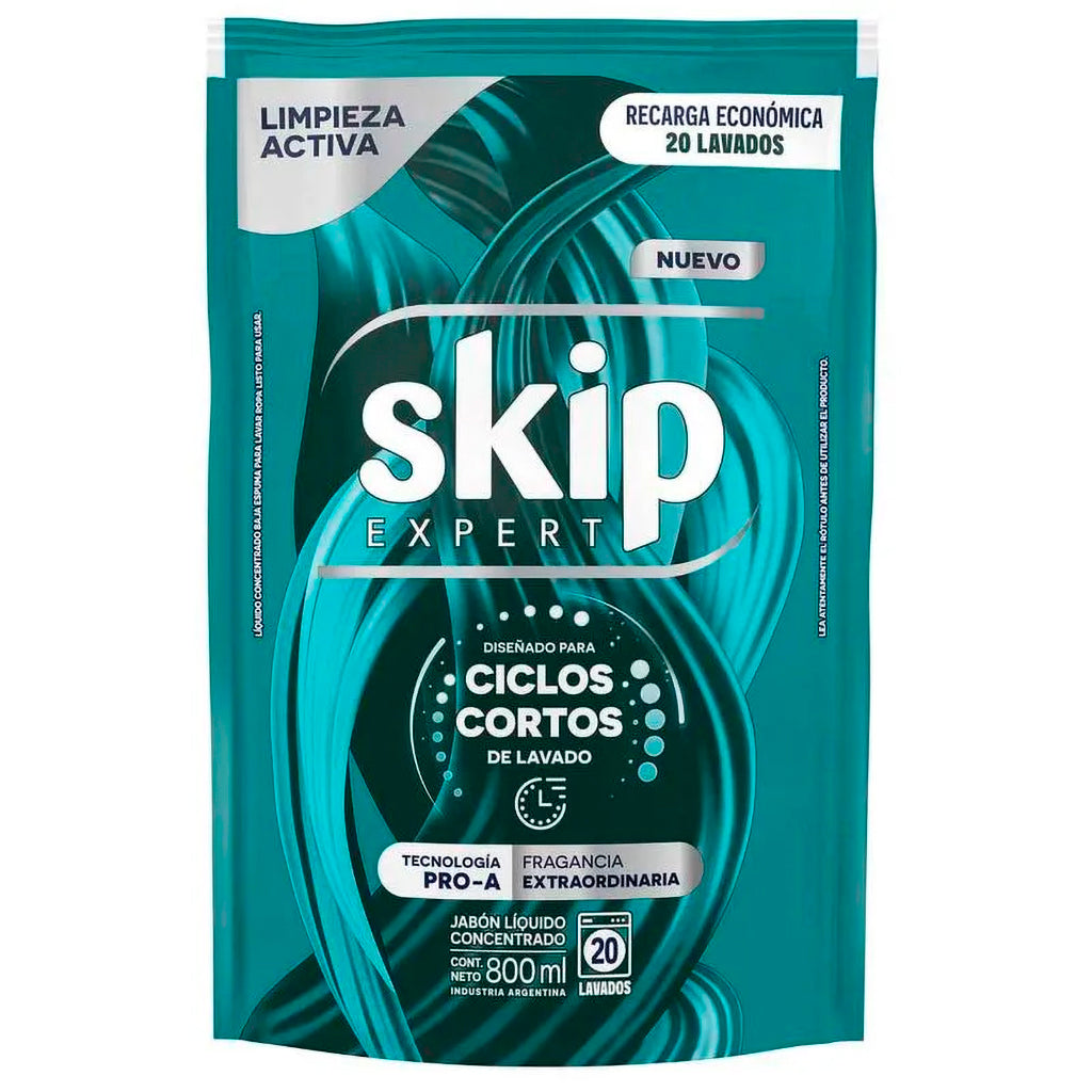Jabon Liquido Skip Concentrado Expert Ciclos Cortos Tecnologia Pro-A Fragancia Extraordinaria  800 ml