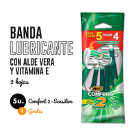 Afeitadora Descartable Bic  Confort 2 Filos Sensitive   5 u