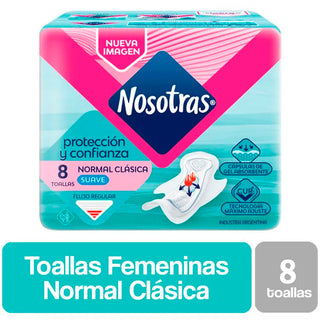 Toallas Femeninas Nosotras Normal Clasica Suave  8u