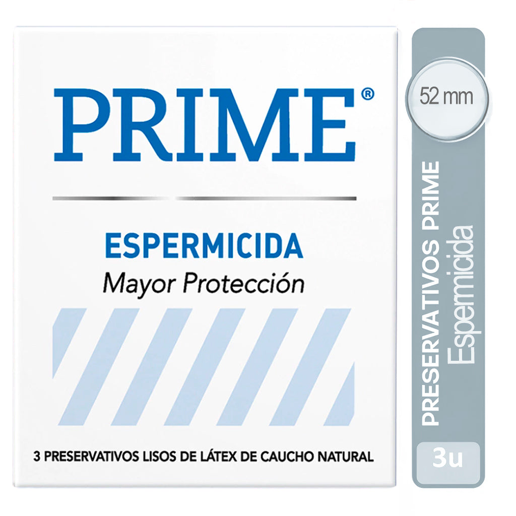 Preservativo  Prime Latex Expermicida Mayor Proteccion 3 u