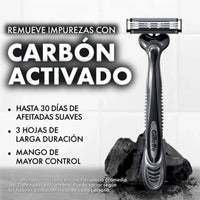 Afeitadora Desechable Gillette Carbono Activado 3 Filos 8 u