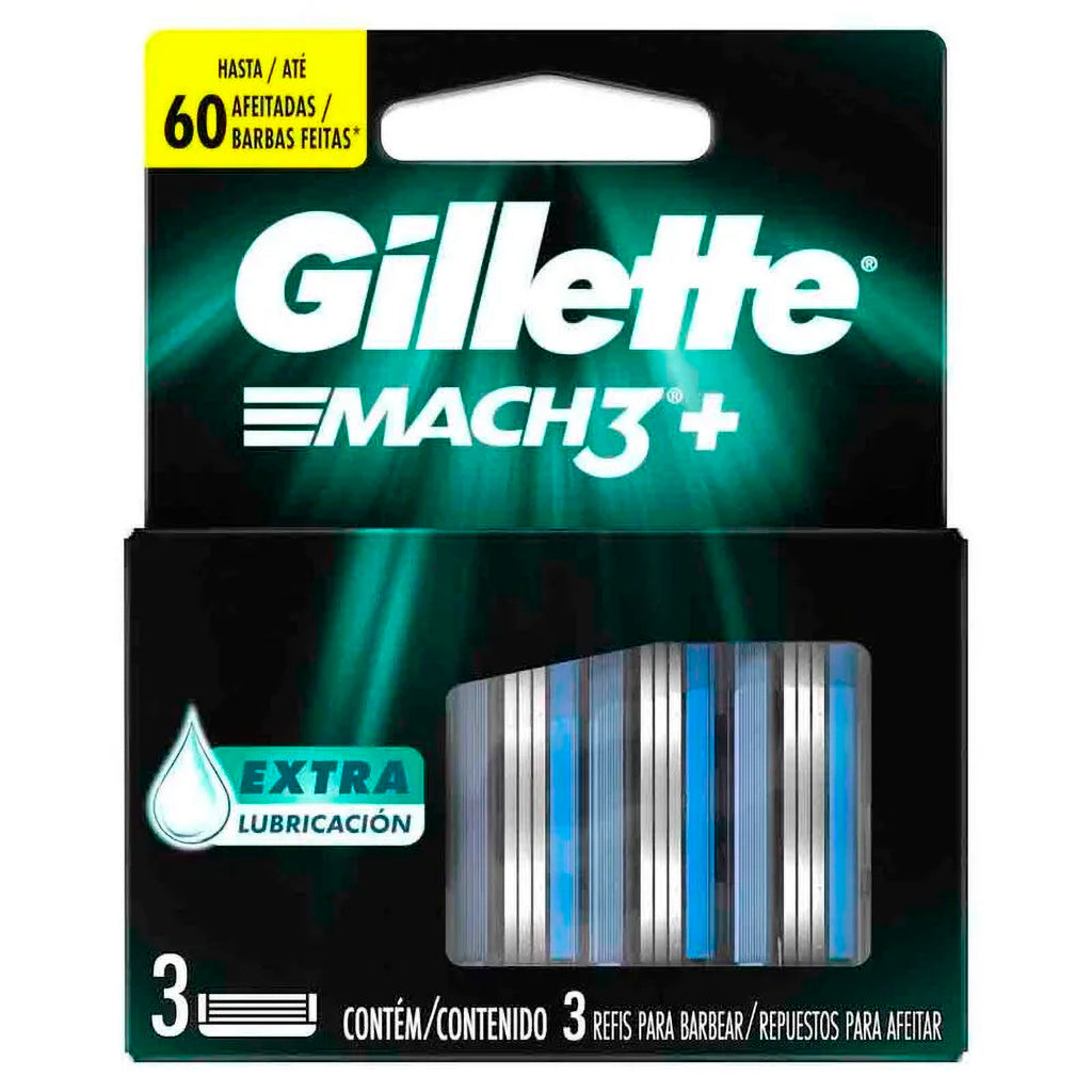 Repuesto Afeitadora Gillette Prestobarba Mach3 3 Filos Extra Lubricación  3 u