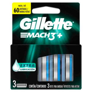 Repuesto Afeitadora Gillette Prestobarba Mach3 3 Filos Extra Lubricación  3 u