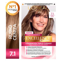 Kit De Coloración  Excellence Creme Loreal Paris Tono 7.1 Rubio Ceniza 172,5 g