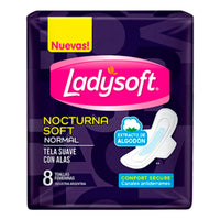 Toallas Femeninas Ladysoft Nocturna Soft Normal c/ Alas 8u