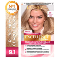Kit De Coloración  Excellence Creme Loreal Paris Tono 9.1 Rubio Muy Claro Ceniza 172,5 g