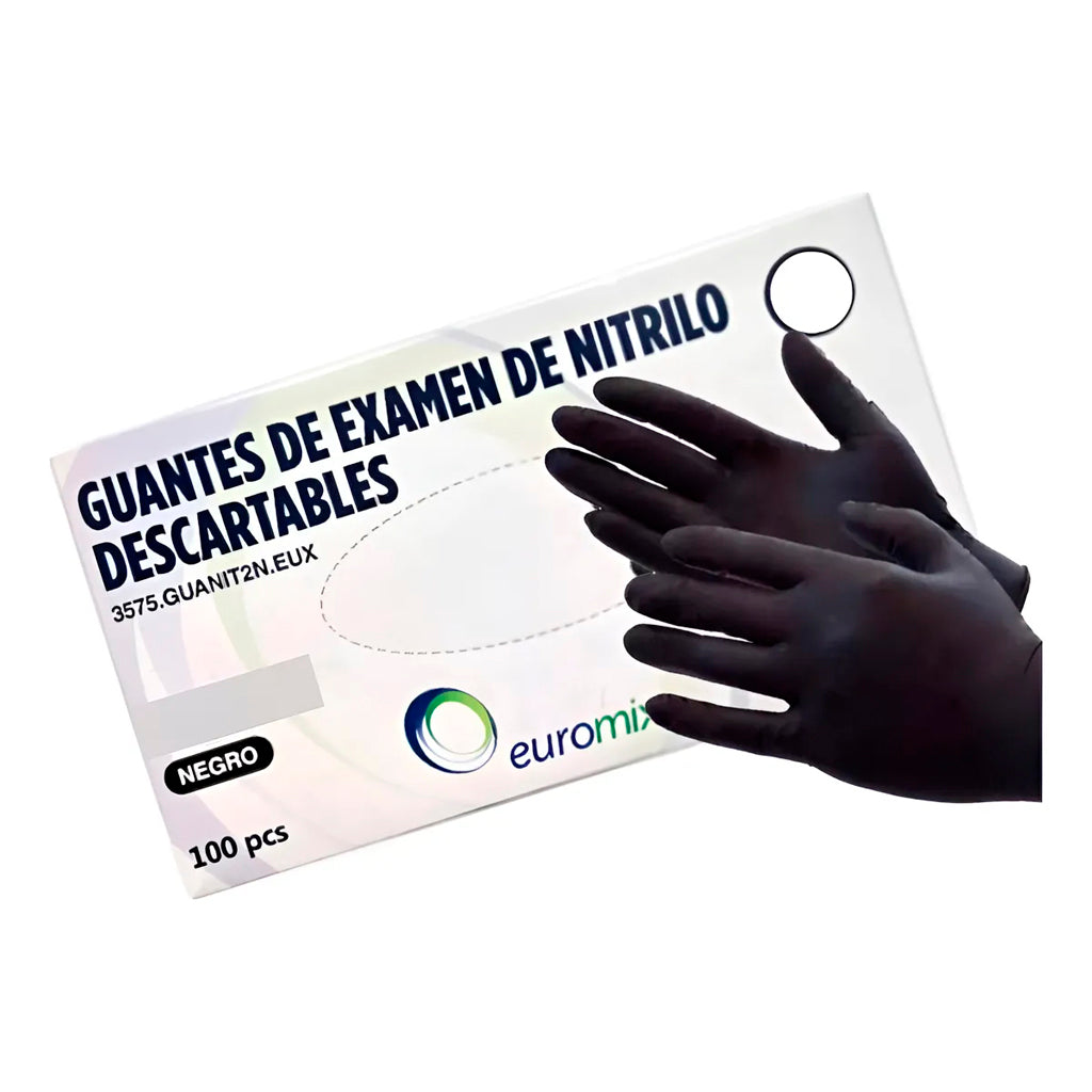 Guantes Grandes Generico Nitrilo p/ Examinacion Negros
