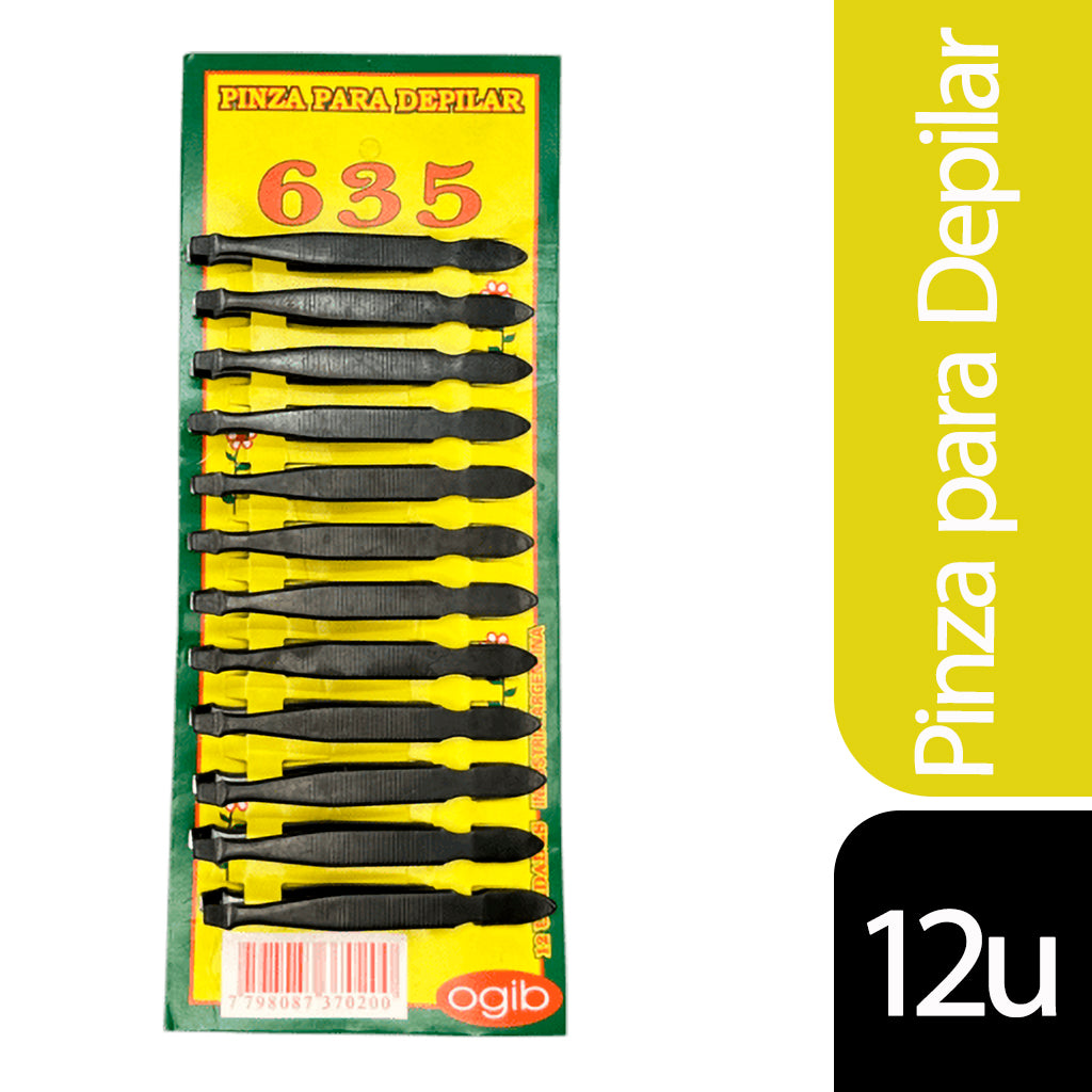Pinza para Depilar Jabali Ogib 635 Negra  12 u