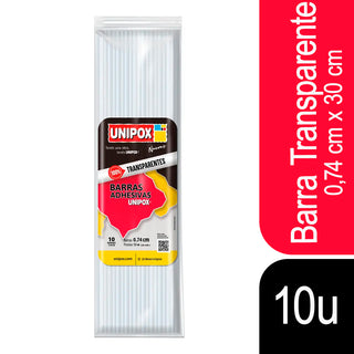 Unipox 透明硅胶棒胶 0.74 厘米 x 30 厘米 10 件装