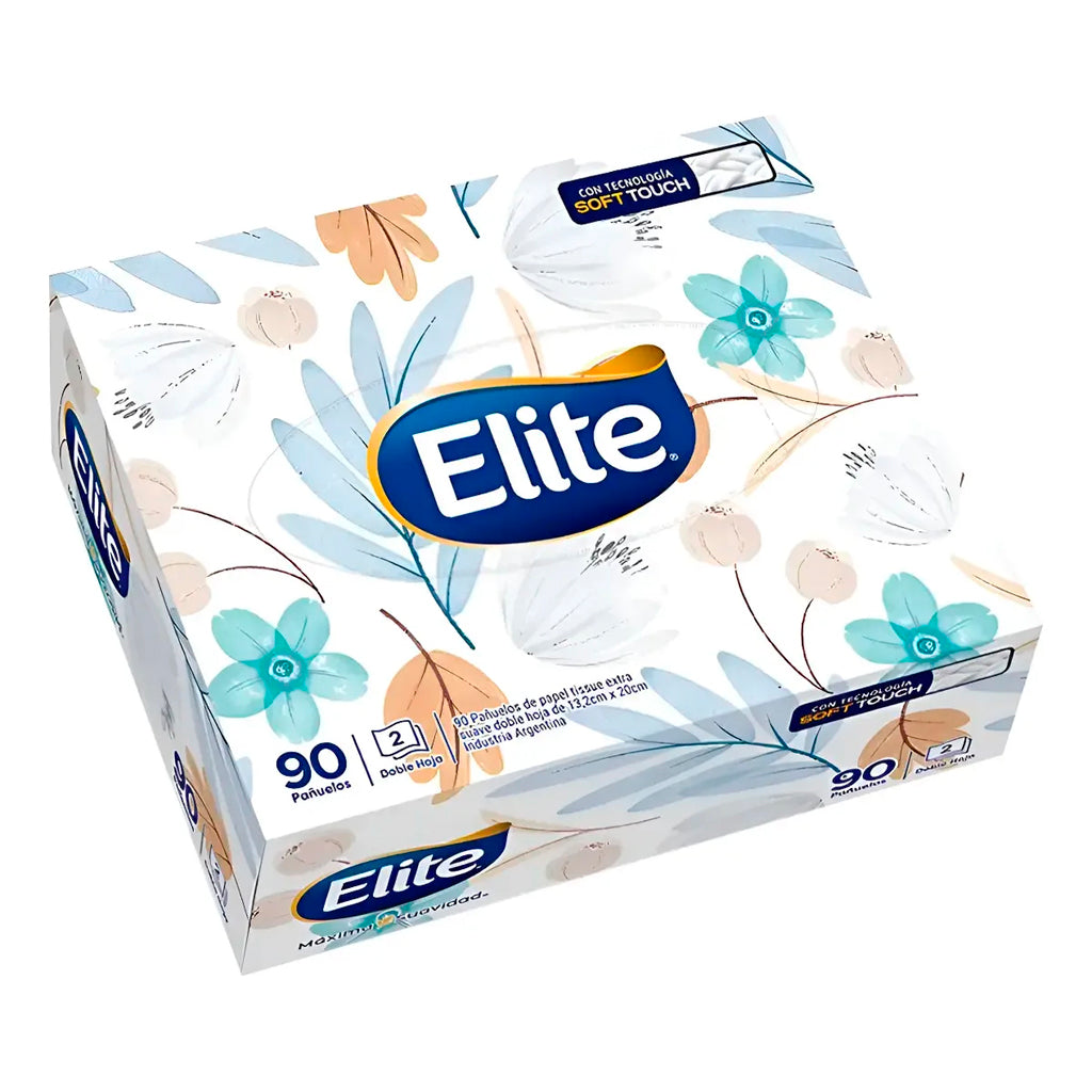 Pañuelo Descartable Elite Papel Tissue Extra Suave Doble Hoja 90u