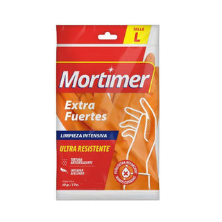 Guantes Limpieza Naranja Mortimer Extra Fuertes Talle L 1 par