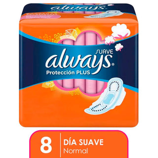 Toallas Femeninas Always Proteccion y Confort suave 8 u