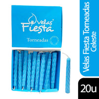 Vela Velon Generico Torneado Celeste 20 u