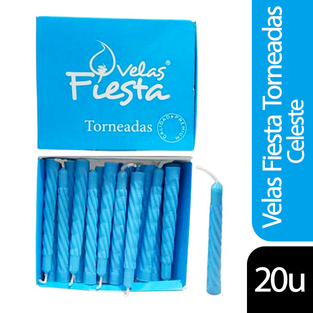 Vela Velon Generico Torneado Celeste 20 u