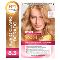 Kit De Coloración  Excellence Creme Loreal Paris Tono 8.3 Rubio Claro Dorado 172,5 g