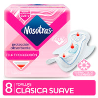 Toallas Femeninas Nosotras Clasica Suave  8 u