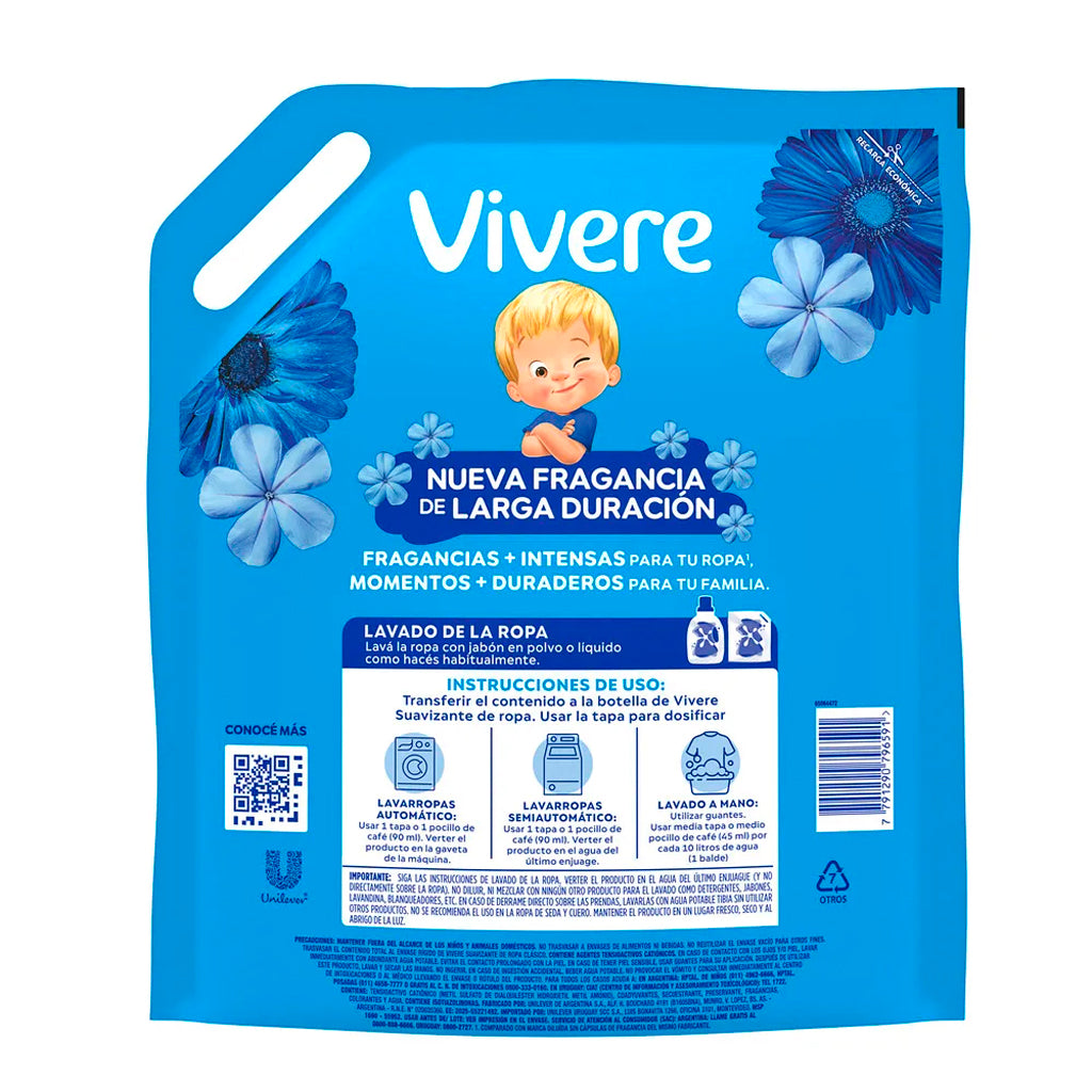 Suavizante Repuesto Vivere p/ Ropa Clasico + Intenso 3L