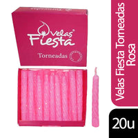 Vela Velon Generico Torneado Rosa 20 u