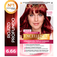 Kit De Coloración  Excellence Creme Loreal Paris Tono 6,66 Rojizo Profundo 172,5 g