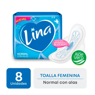 Toallas Femeninas Lina Normal c/ Alas 8 u