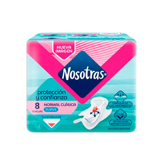 Toallas Femeninas Nosotras Normal Clasica Suave  8u