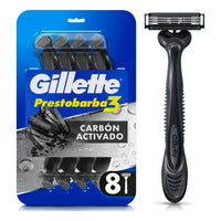 Afeitadora Desechable Gillette Carbono Activado 3 Filos 8 u