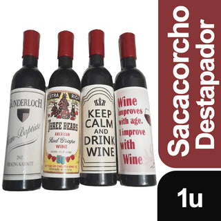 Destapador - Saca Corchos Generico c/ forma de Botella de Vino 1 u