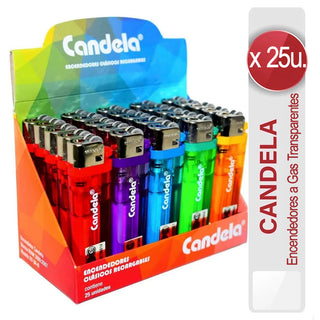 Encendedor Gas Candela Transparente - Colores 25 u