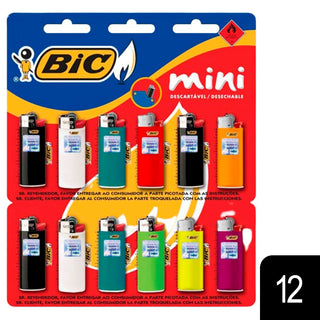 Encendedor a Gas Bic Mini -  Colores 12 u