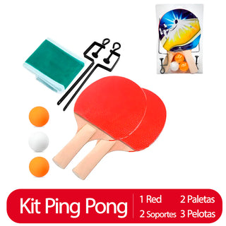 Kit Ping Pong Generico Paletas + Red + Soportes p/ mesa + Pelotitas