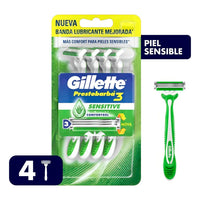 Afeitadora Desechable Gillette  Prestobarba Mach 3 Sensitive c/ Aloe Vera 4 u