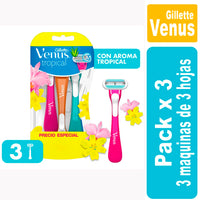 Afeitadora Desechable Gillette Venus c/ Aroma Tropical  3 u