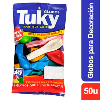 Globos Tuky Multicolor Lisos p/ decoracion  50 u