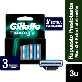 Repuesto Afeitadora Gillette Prestobarba Mach3 3 Filos Extra Lubricación  3 u