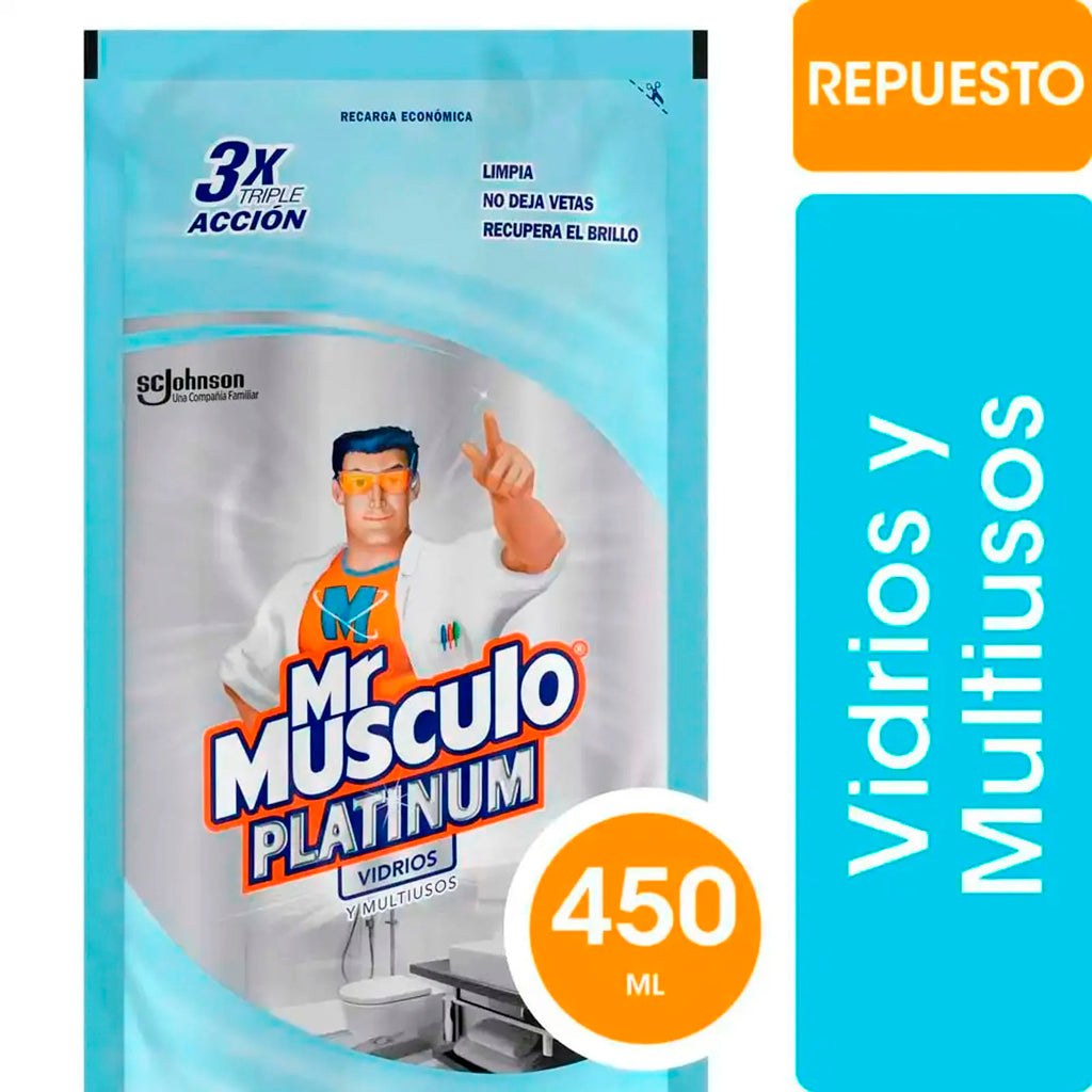Multiusos Repuesto Mr Musculo Limpiador de Vidrios 450 ml